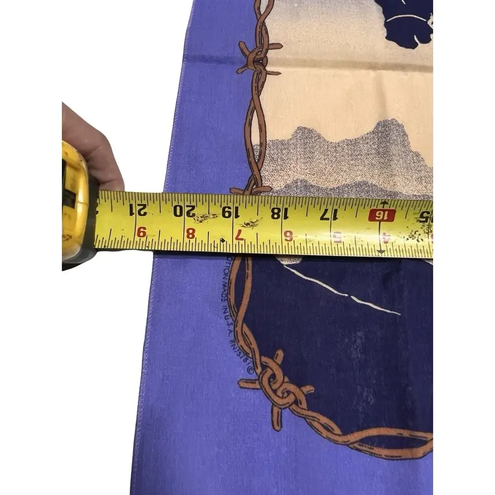 Vtg Cheyenne Cowboy Rodeo Bandana Blue Cotton USA Made 50/50